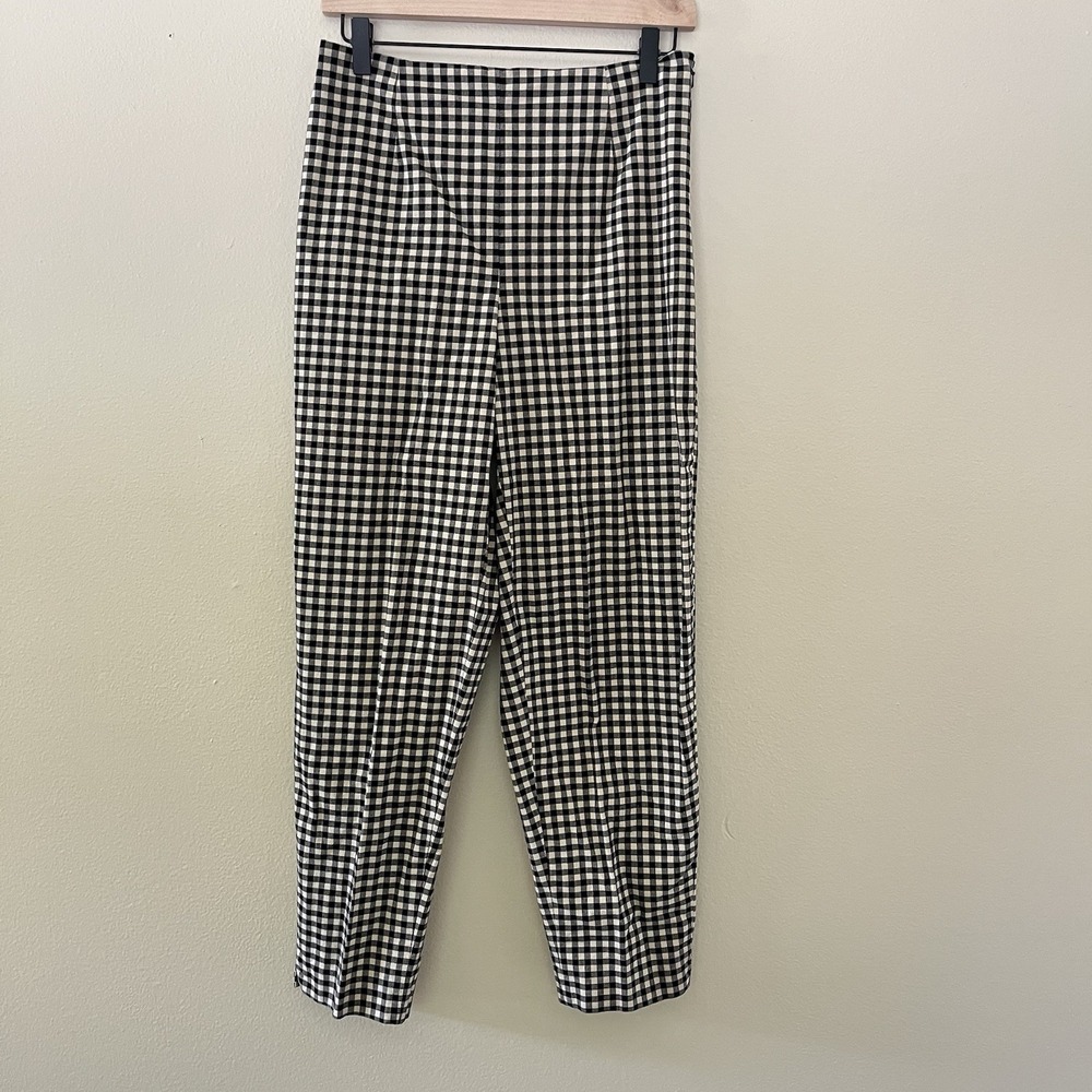 Women's Gingham Pants Classic Plaid Stretchy 10 Resort Euro Summer 90s